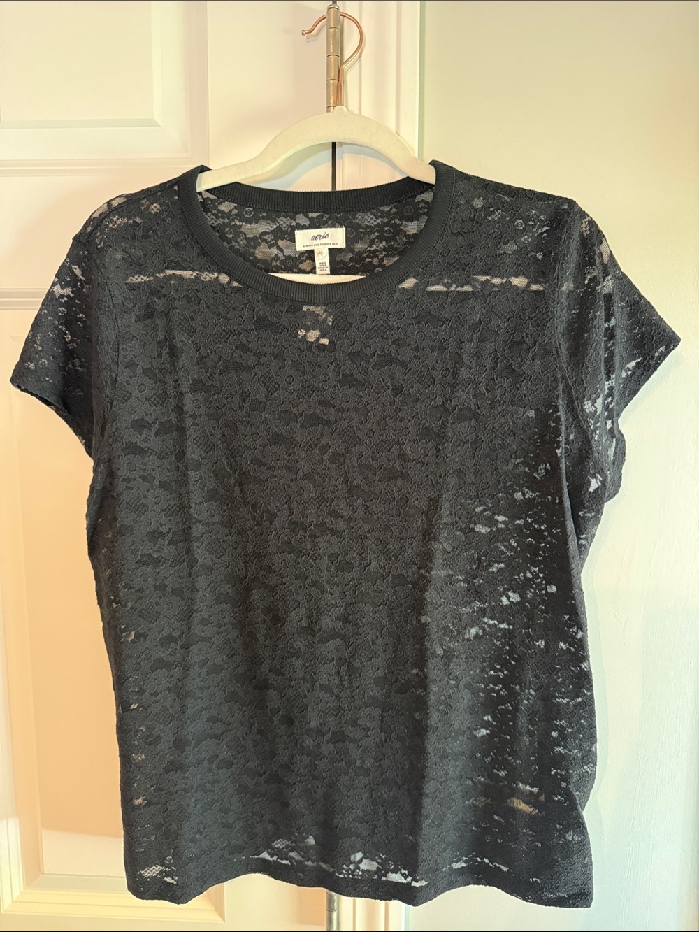 Aerie black lace tee